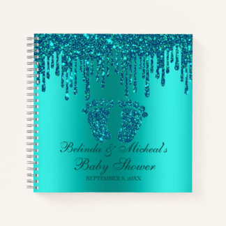 Carnet Parties scintillant Drift Turquoise Pieds Baby sho