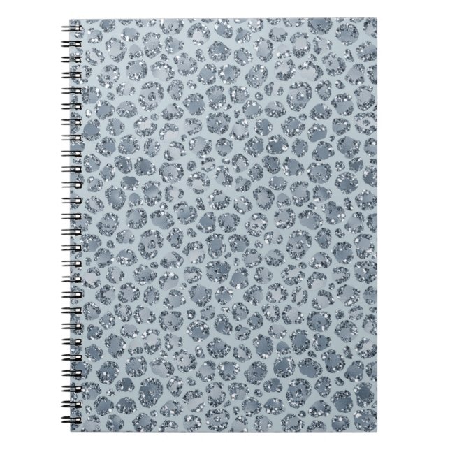 Carnet Parties scintillant Empreinte de léopard Denim Blu (Devant)