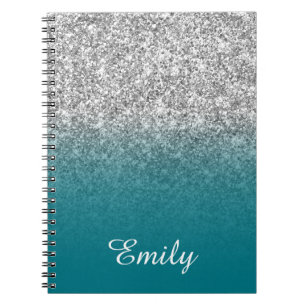 Carnet Parties scintillant en argent et Ombre Turquoise P