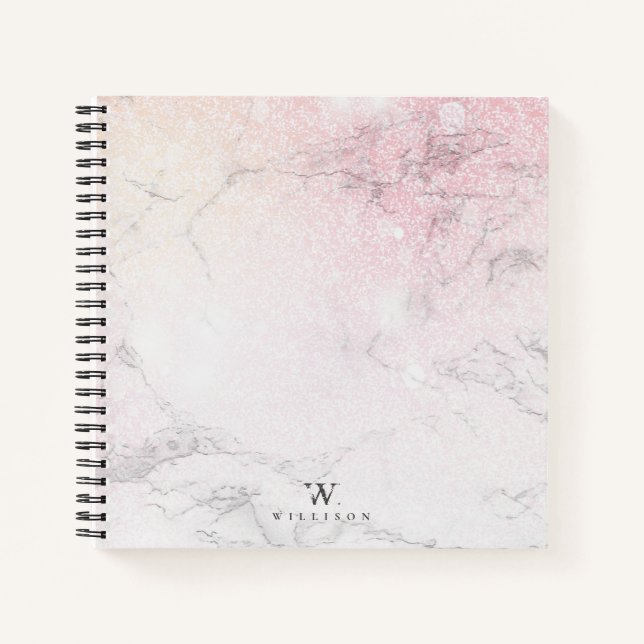 Carnet Parties scintillant en marbre Design monogramme de (Devant)