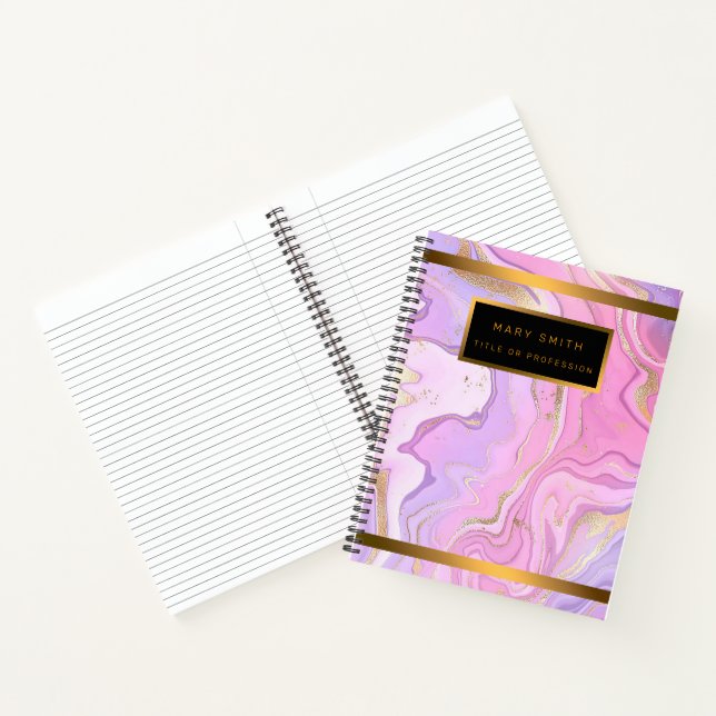 Carnet Parties scintillant en marbre rose violet or (Intérieur)