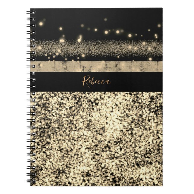 Carnet Parties scintillant en or Chic de luxe Signature M (Devant)