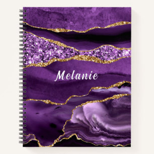 Carnet Parties scintillant en or violet Marbre Nom person