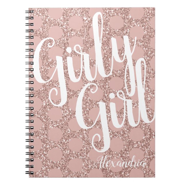 Carnet Parties scintillant fille Polka Nom du point rose  (Devant)