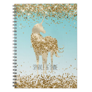 Carnet Parties scintillant Girl Aqua Gold Confetti Unicor