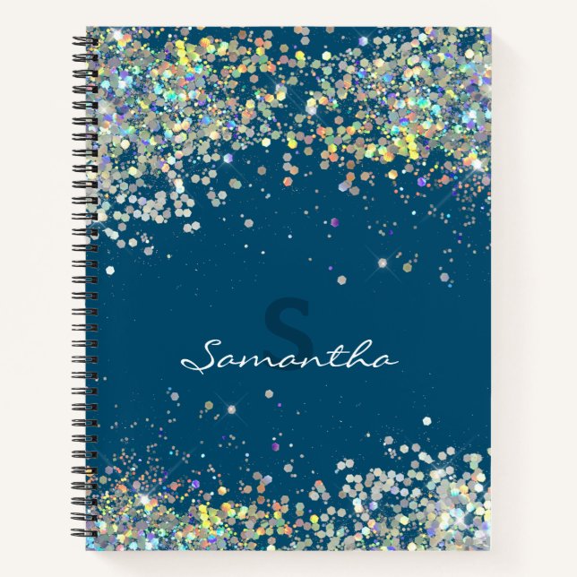 Carnet Parties scintillant Girl Nom personnalisé Monogram (Devant)