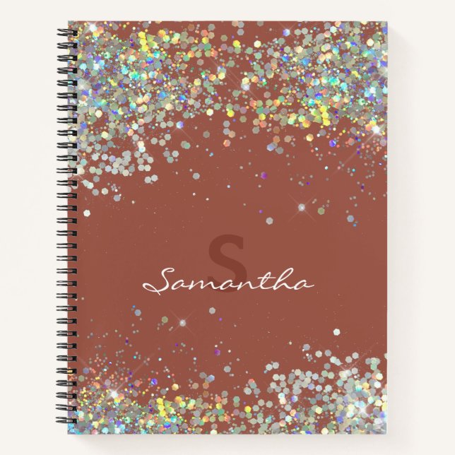 Carnet Parties scintillant Girl Nom personnalisé Monogram (Devant)