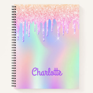 Carnet Parties scintillant goutte holographique licorne f