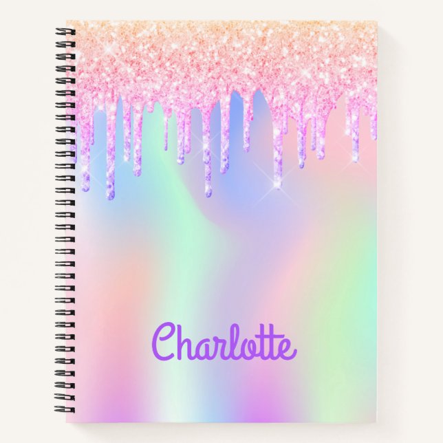 Carnet Parties scintillant goutte holographique licorne f (Devant)
