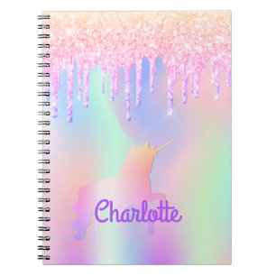 Carnet Parties scintillant gouttes unicorn rose rose rose