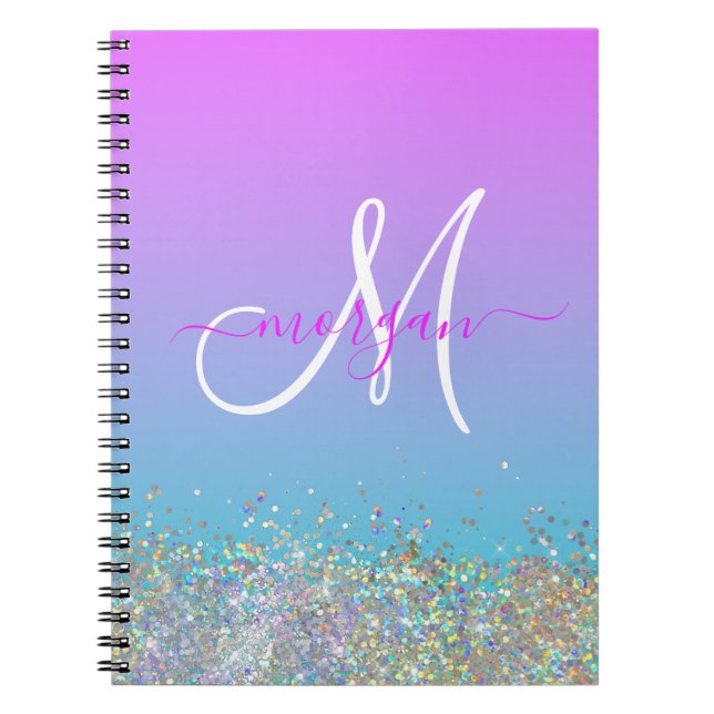 Carnet Parties scintillant holographique violet bleu ombr (Devant)
