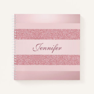 Carnet Parties scintillant Look Rose or couleur manuscrit