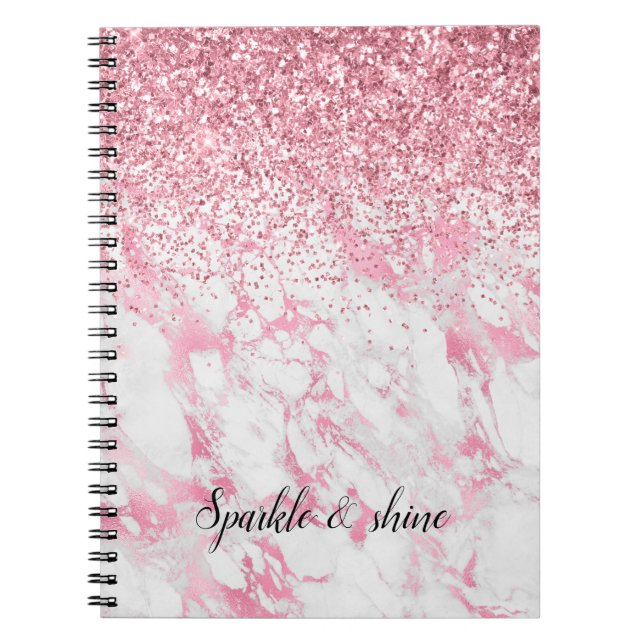 Carnet Parties scintillant Marbre blanc rose (Devant)