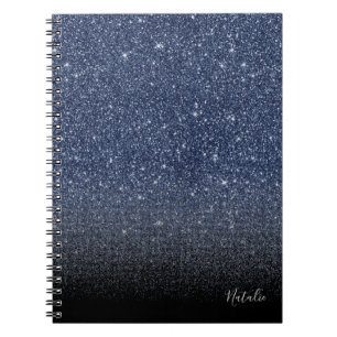 Carnet Parties scintillant moderne Navy Blue & Black Ombr