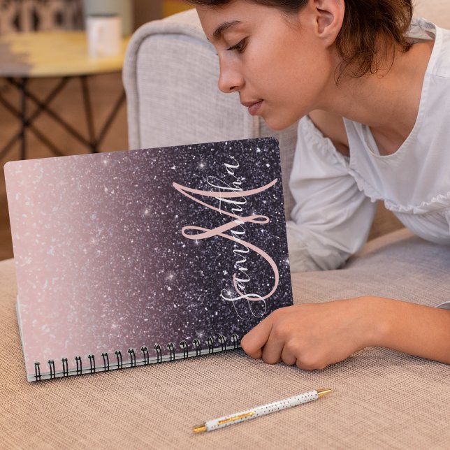 Carnet Parties scintillant moderne noire et rose Étincell (Créateur téléchargé)