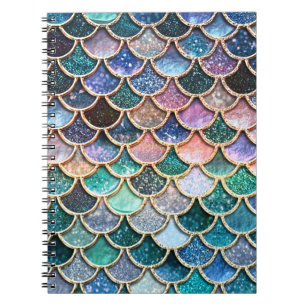 Carnet Parties scintillant multicolore de luxe Mermaid