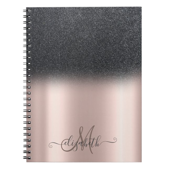 Carnet Parties scintillant noire cool Ombre Monogram Rose (Devant)