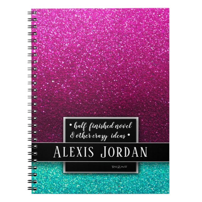 Carnet Parties scintillant Ombre bleu rose chaud Monogram (Devant)