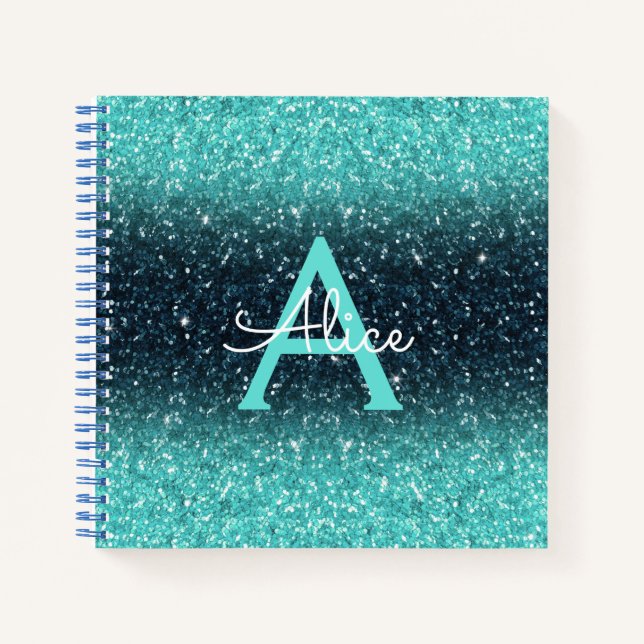 Carnet Parties scintillant Ombre bleu turquoise et recett (Devant)