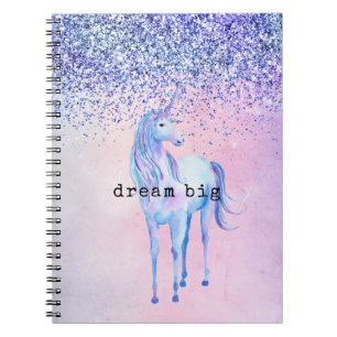 Carnet Parties scintillant Ombre Unicorn violet bleu rose