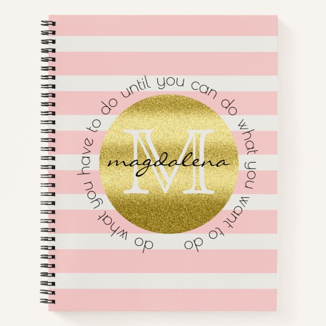 Carnet Parties scintillant or Monogram tendance Blush Pin (Devant)