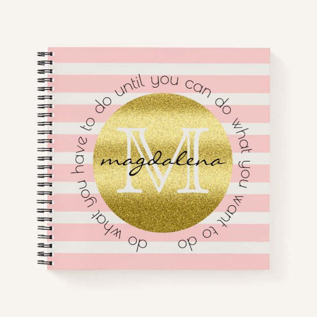 Carnet Parties scintillant or Monogram tendance Blush Pin (Devant)