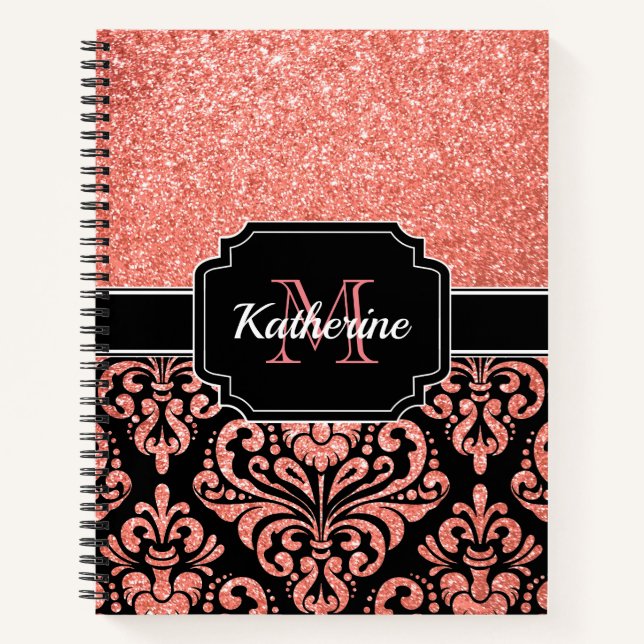 Carnet Parties scintillant or rose Damask (Devant)