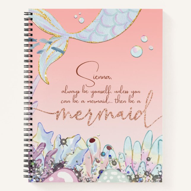 Carnet Parties scintillant Pastel personnalisée "Be a Mer (Devant)