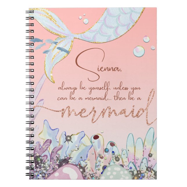 Carnet Parties scintillant Pastel personnalisée "Be a Mer (Devant)