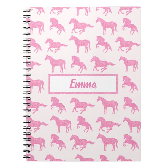 Carnet Parties scintillant rose Cheval Motif Petite fille (Devant)