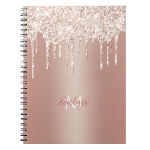 Carnet Parties scintillant Rose de luxe avec nom/Monogram