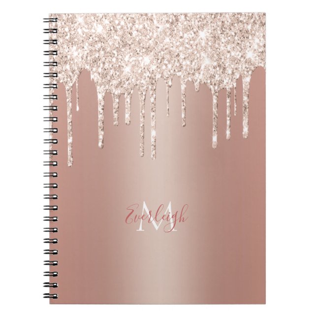 Carnet Parties scintillant Rose de luxe avec nom/Monogram (Devant)