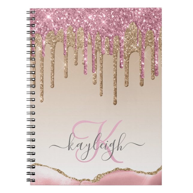 Carnet Parties scintillant Rose d'or filles gouttes Ombre (Devant)