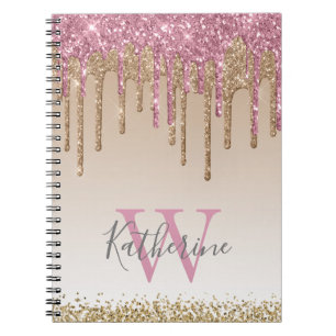 Carnet Parties scintillant Rose d'or filles gouttes Ombre