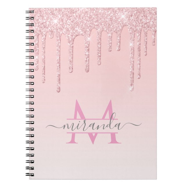 Carnet Parties scintillant Rose d'or filles gouttes Ombre (Devant)
