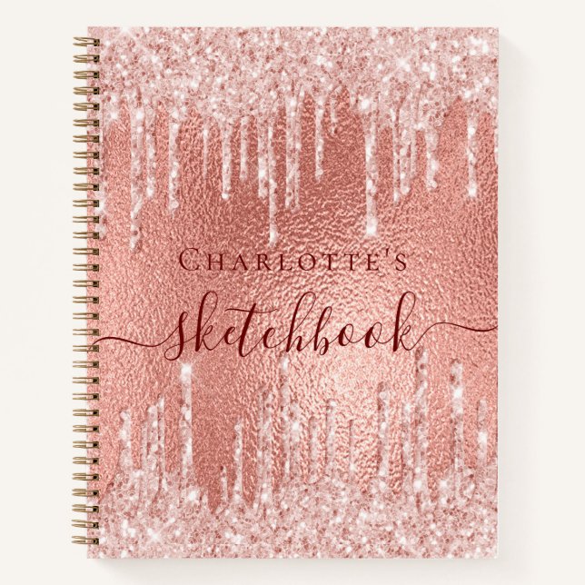 Carnet Parties scintillant rose d'or sketchbook gouttes m (Devant)
