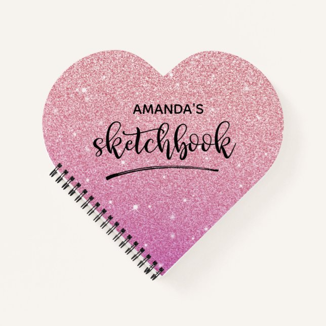 Carnet Parties scintillant rose élégante personnalisée No (Devant)