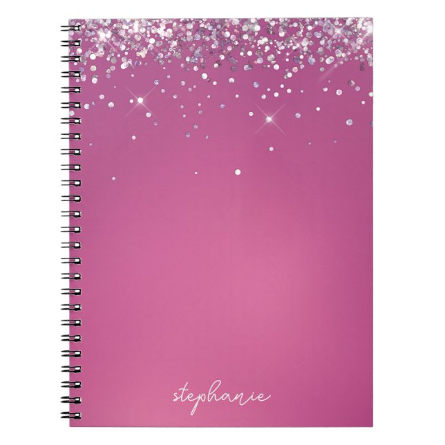 Carnet Parties scintillant rose moderne personnalisée (Devant)