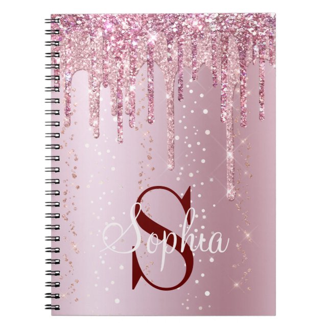 Carnet Parties scintillant Rose Monogramme à goutte d'or  (Devant)