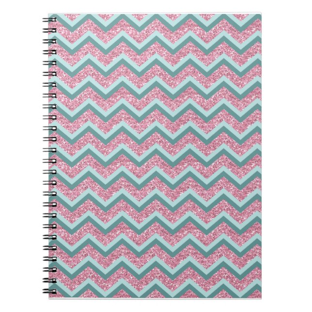 Carnet Parties scintillant rose Motif ZigZag (Devant)