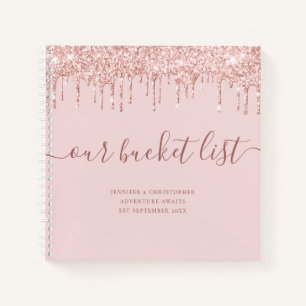 Carnet Parties scintillant rose Notre liste de seaux Coup