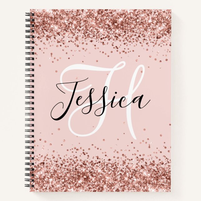 Carnet Parties scintillant rose or et Blush Monogramme (Devant)