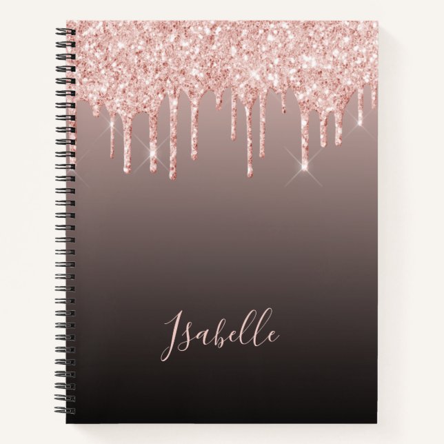 Carnet parties scintillant rose or goutte noir cuivre omb (Devant)