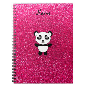 Carnet parties scintillant rose panda de nom personnalisé