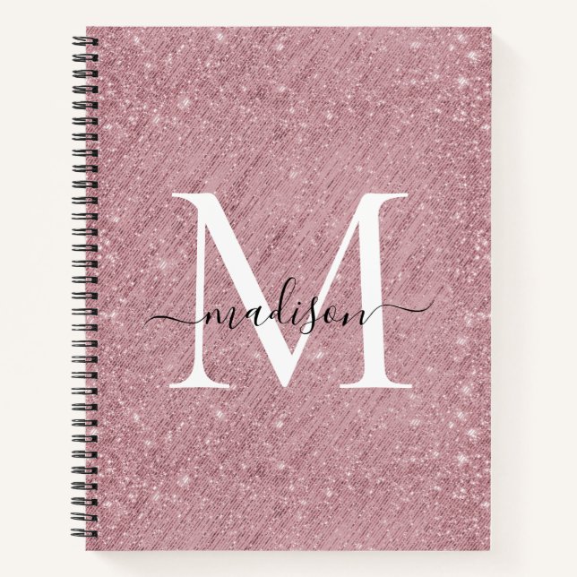 Carnet Parties scintillant rose Rose or Monogramme Script (Devant)