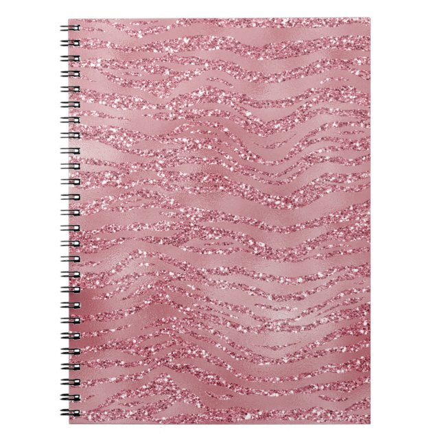Carnet Parties scintillant rose rose Zebra Animal (Devant)