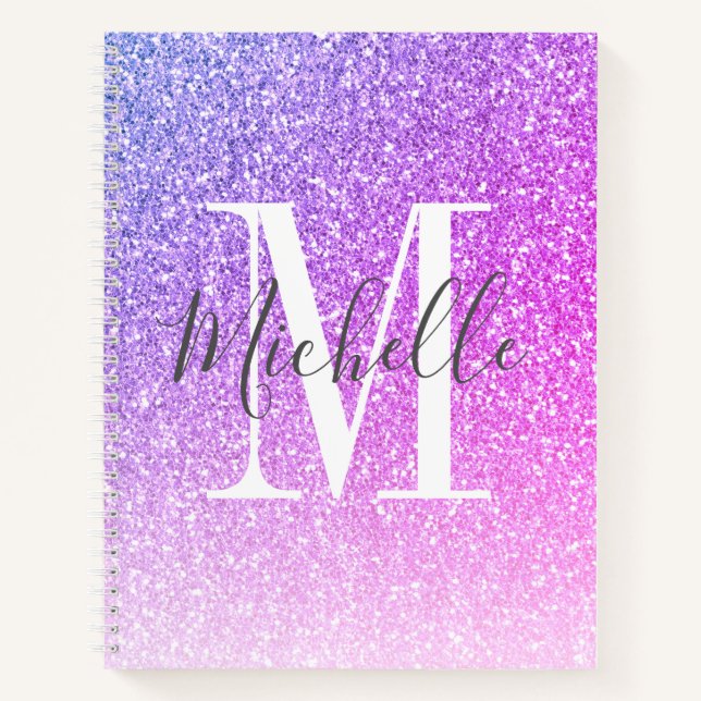 Carnet Parties scintillant rose violet de script de fille (Devant)