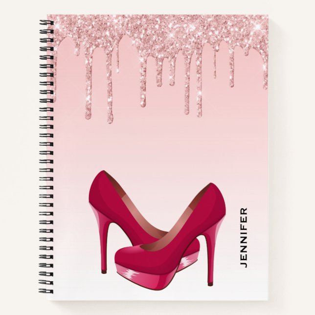 Carnet Parties scintillant roses modernes et talons hauts (Devant)