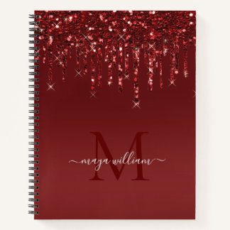 Carnet Parties scintillant Rouge Lecteurs Monogramme Pers