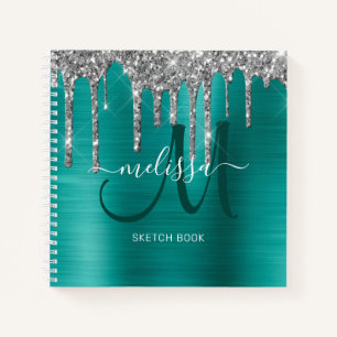 Carnet Parties scintillant Turquoise en argent chic Des